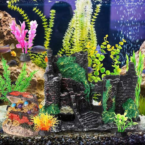 Hydren 10 PCS Aquarium Decorations Kit Fish Tank Decorations st leg traseors treasure Resin Resin in Kuwait