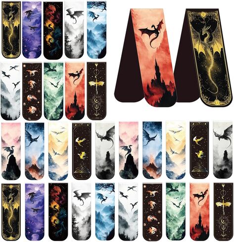 Dragon Magnetic Bookmarks: 30 PCS Cool Novel Bookmark Clips, Book Mark for Reading Men Women, Halloween Birthday Gifts, Book Lovers Collectors Back to School Office Supplies in Saudi Arabia