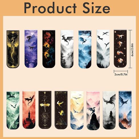 Dragon Magnetic Bookmarks: 30 PCS Cool Novel Bookmark Clips, Book Mark for Reading Men Women, Halloween Birthday Gifts, Book Lovers Collectors Back to School Office Supplies in Saudi Arabia
