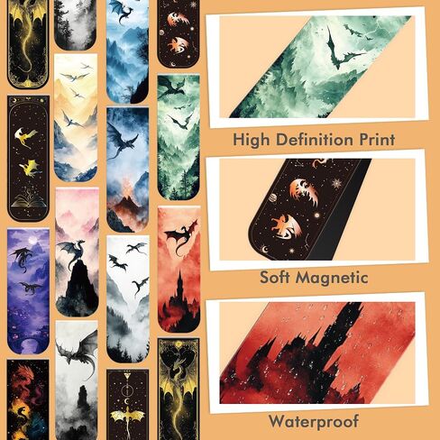 Dragon Magnetic Bookmarks: 30 PCS Cool Novel Bookmark Clips, Book Mark for Reading Men Women, Halloween Birthday Gifts, Book Lovers Collectors Back to School Office Supplies in Saudi Arabia