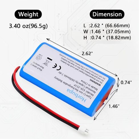 7.4V 2600mAh Li-ion Rechargeable Battery Pack – Port Type: XH2.54-2 Pin Plug, 2S1P Li-ion Batteries for Bluetooth Speakers, Remote Control Toys, Boom Boxes, DVD Players & Outdoor Lights in Saudi Arabia