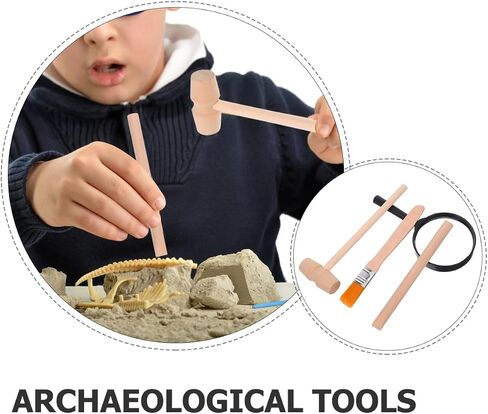 Angoily 3 Sets of Excavation Tools: Archaeological Dig Tool Kit for Kids with Mini Hammer Chisel Brush Scraper and Magnifier Kit for Dinosaur Excavation and Gem Discovery 12Pcs in Kuwait