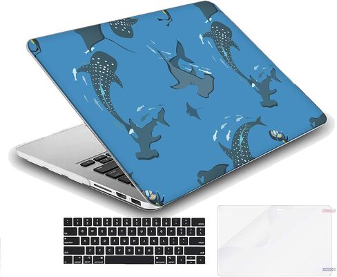 Compatible with MacBook Air 13.6-inch, Hard Shell Case with Keyboard Cover and Screen Protector (A2681, M2 chip / A3113, M3 chip / A3240, M4 chip, 2022-2025 Release) - Whale Shark MD4983 in Kuwait