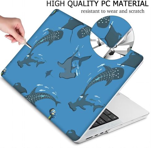 Compatible with MacBook Air 13.6-inch, Hard Shell Case with Keyboard Cover and Screen Protector (A2681, M2 chip / A3113, M3 chip / A3240, M4 chip, 2022-2025 Release) - Whale Shark MD4983 in Kuwait