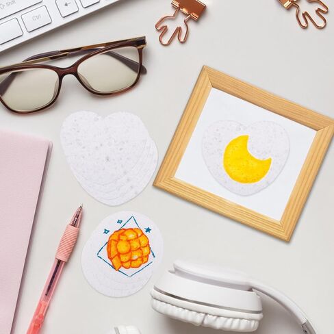 20pcs Magic Foam Texture Papers, Round and Heart 3D Foam Texture Painting Paper Sheets Blank Puffy Magic Canvas Sponge Paper White Cellulose Cards for DIY Art and Kids Craft Supplies in Saudi Arabia