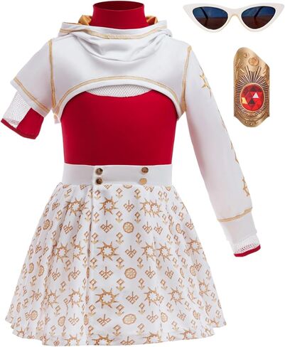 Zombies 4 Nova Come Cheerleader Halloween Cosplay Dress يشمل سترة مقنعين مع تنورة مطبوعة ومجموعة تي شيرت in Saudi Arabia