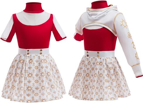Zombies 4 Nova Come Cheerleader Halloween Cosplay Dress يشمل سترة مقنعين مع تنورة مطبوعة ومجموعة تي شيرت in Saudi Arabia