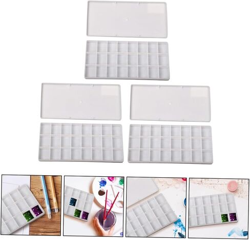 Homoyoyo 3Pcs Box Compartment Watercolor Pigment Storage Box Easy Clean Mixing Plate for Artists Painters and Students Color Mixing for Creative Projects in Saudi Arabia