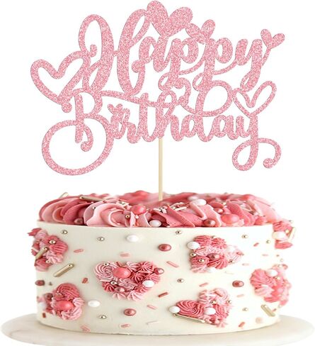 Gyufise 1Pc Love Heart Happy Birthday Cake Topper Red Glitter Sweet Valentine's Day Cake Picks Decorations for Valentine's Day Love Theme Baby Shower Birthday Party Supplies in Saudi Arabia