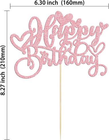 Gyufise 1Pc Love Heart Happy Birthday Cake Topper Red Glitter Sweet Valentine's Day Cake Picks Decorations for Valentine's Day Love Theme Baby Shower Birthday Party Supplies in Saudi Arabia
