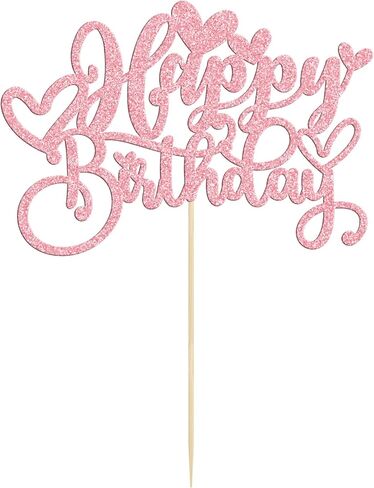Gyufise 1Pc Love Heart Happy Birthday Cake Topper Red Glitter Sweet Valentine's Day Cake Picks Decorations for Valentine's Day Love Theme Baby Shower Birthday Party Supplies in Saudi Arabia