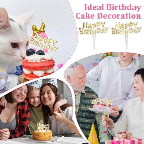 Giantree 100-Pack Happy Birthday Cupcakes Decoration, Lightweight Birthday Cupcake Decorations, Small Cupcake Decorations for Happy Birthdays Anniversary Theme Party Cake Decoration Supplies (Gold) in Saudi Arabia