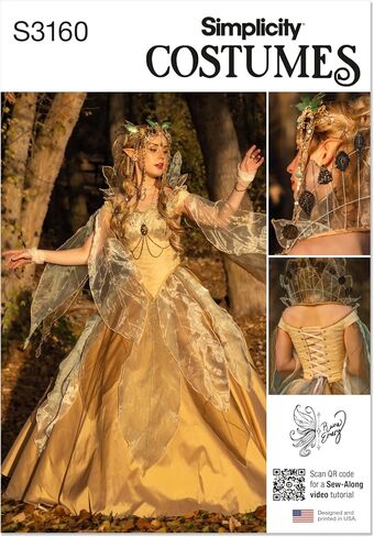 البساطة SS3160H5 MEASS 'Woodland fae fae fantasy costume pattern packet by raine emery ، design code s3160 ، الأحجام 6-8-10-12-14 in Saudi Arabia