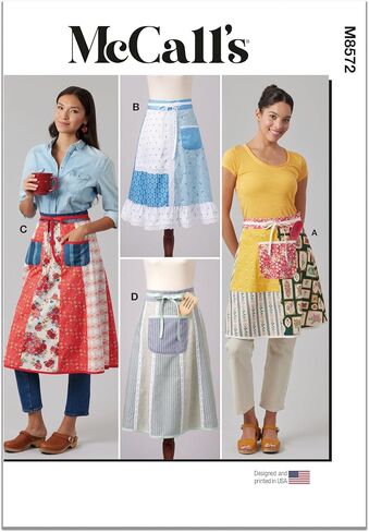 McCall's Misses' Wraparound A-line Aprons Sewing Pattern Packet, Design Code M8572, Sizes S-M-L-XL-XXL, Multicolor in Saudi Arabia