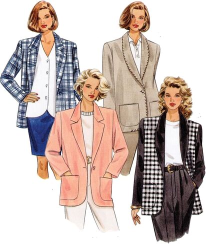 McCall's Misses' Vintage 1990's Loose Fitting or Unlined Jacket Sewing Pattern Kit, Design Code M8433, Sizes 8-10-12-14-16 in Saudi Arabia