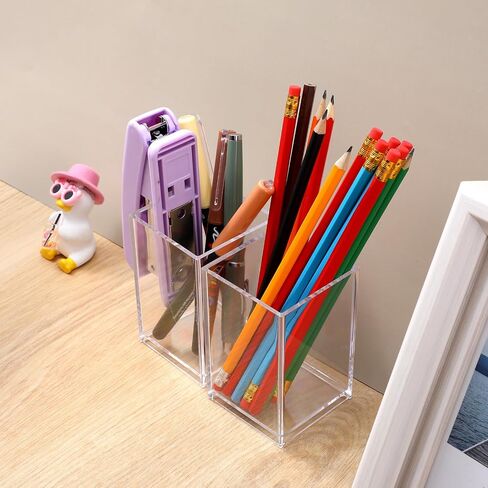 10 Pcs Clear Acrylic Pen Holder, Acrylic Organizers for Office Desk Accessories, Transparent Acrylics Pen Organizer for Makeup Brush, Versatile Clear Pencil Holder for Office School Home Supplies in Saudi Arabia
