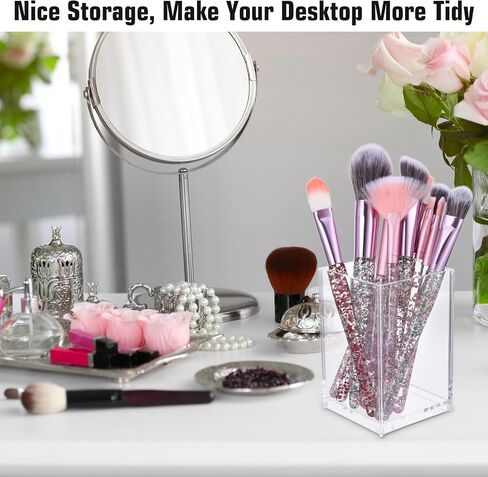 10 Pcs Clear Acrylic Pen Holder, Acrylic Organizers for Office Desk Accessories, Transparent Acrylics Pen Organizer for Makeup Brush, Versatile Clear Pencil Holder for Office School Home Supplies in Saudi Arabia