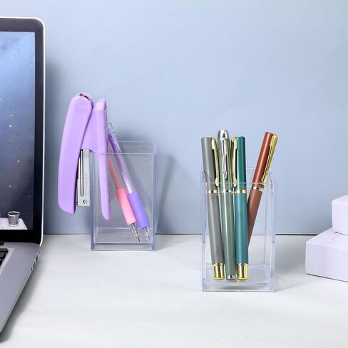 10 Pcs Clear Acrylic Pen Holder, Acrylic Organizers for Office Desk Accessories, Transparent Acrylics Pen Organizer for Makeup Brush, Versatile Clear Pencil Holder for Office School Home Supplies in Saudi Arabia