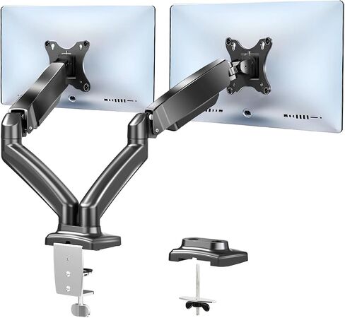 Dual Arm Stand 13~27 Inch Desktop Standing Desk Clamp LCD LED Monitor Mounting Arm, Fully Movable in Saudi Arabia