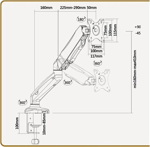 Dual Arm Stand 13~27 Inch Desktop Standing Desk Clamp LCD LED Monitor Mounting Arm, Fully Movable in Saudi Arabia
