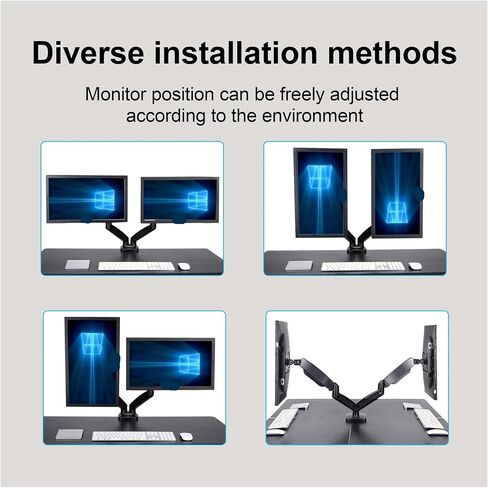 Dual Arm Stand 13~27 Inch Desktop Standing Desk Clamp LCD LED Monitor Mounting Arm, Fully Movable in Saudi Arabia