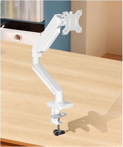 Single Monitor arm Adjustable Gas Spring Computer Screen Stand, Supports up to 17.3-inch Screen Computer(White) in Saudi Arabia