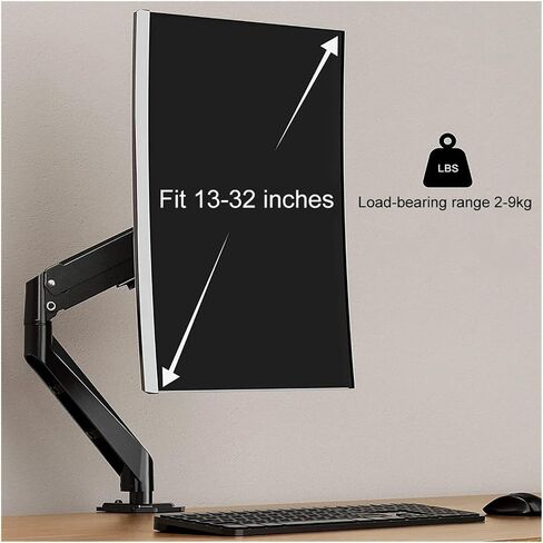 Single Monitor arm Adjustable Gas Spring Computer Screen Stand, Supports up to 17.3-inch Screen Computer(White) in Saudi Arabia