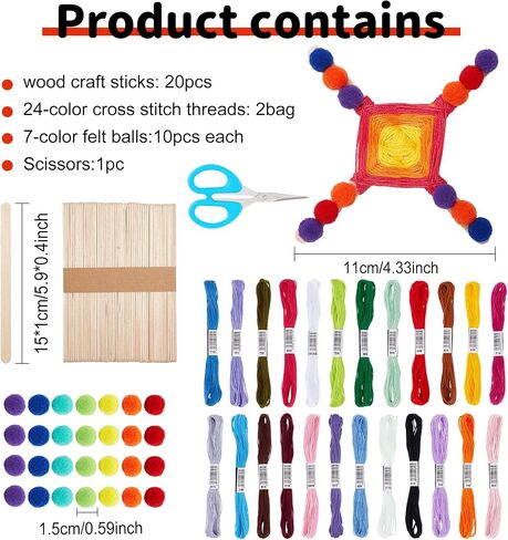 Webeedy 10 set yarn karn kit ky yarn god's eye eye kit kit kit kit kit crochet kit for beginners weaving gifts diy craft Christmas Gifts in Saudi Arabia