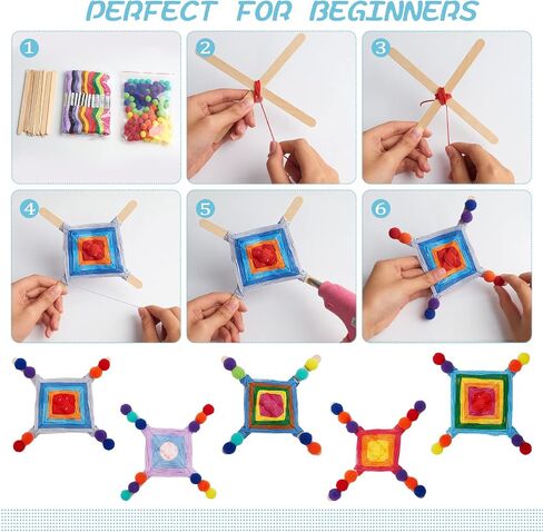 Webeedy 10 set yarn karn kit ky yarn god's eye eye kit kit kit kit kit crochet kit for beginners weaving gifts diy craft Christmas Gifts in Saudi Arabia