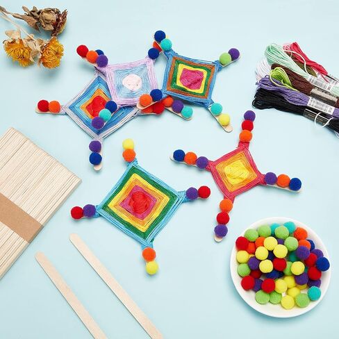 Webeedy 10 set yarn karn kit ky yarn god's eye eye kit kit kit kit kit crochet kit for beginners weaving gifts diy craft Christmas Gifts in Saudi Arabia