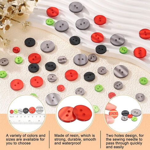 Harfington 10pcs 16l أزرار الخياطة 3/8 "(10 مم) راتنج جولة زر استبدال الملابس الحرف 2 حفرة للمعاطف خياطة الملابس و DIY ، الأسود in Saudi Arabia