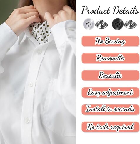 30 Pcs No Sewing White Shirt Buttons Resin Cover up Buttons Anti Exposure Fixed Brooches Multi-Purpose Metal Tie Tacks Clips for Clothing Dress Supplies Decoration (11mm/0.43") in Saudi Arabia