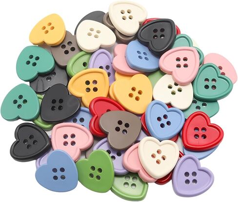 أزرار Lilaly 50 Pack ملونة على شكل قلب ، أزرار راتنج متعددة الألوان متنوعة لصياغة الخياطة ، مثالية لعشاق الخياطة/الحياكة DIY in Kuwait