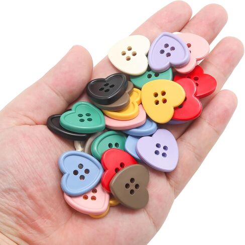 أزرار Lilaly 50 Pack ملونة على شكل قلب ، أزرار راتنج متعددة الألوان متنوعة لصياغة الخياطة ، مثالية لعشاق الخياطة/الحياكة DIY in Kuwait