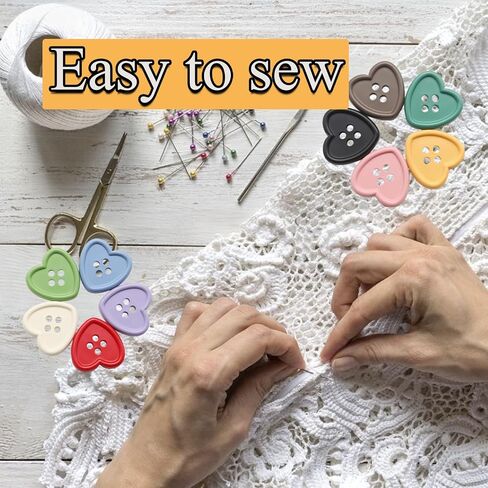 أزرار Lilaly 50 Pack ملونة على شكل قلب ، أزرار راتنج متعددة الألوان متنوعة لصياغة الخياطة ، مثالية لعشاق الخياطة/الحياكة DIY in Kuwait