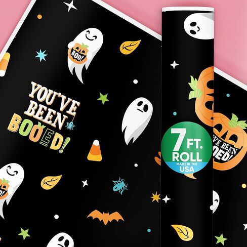Big Dot of Happiness You've Been Booed Wrapping Paper, Holiday Gift Wrap Roll, Ghost Halloween Funny Gift Paper, 24 in x 7 feet, 1 Roll in Saudi Arabia