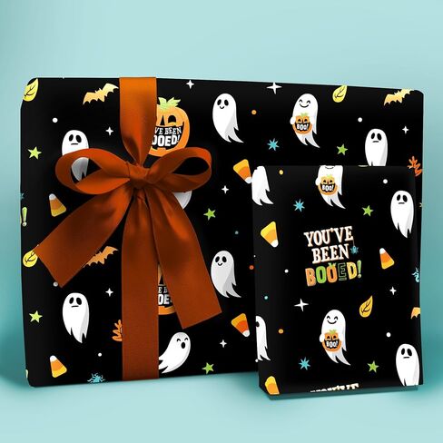 Big Dot of Happiness You've Been Booed Wrapping Paper, Holiday Gift Wrap Roll, Ghost Halloween Funny Gift Paper, 24 in x 7 feet, 1 Roll in Saudi Arabia