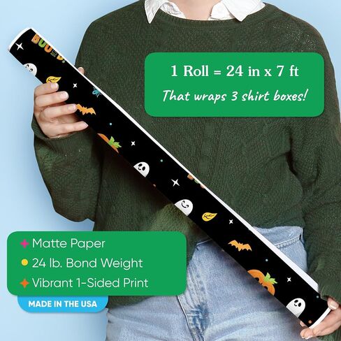 Big Dot of Happiness You've Been Booed Wrapping Paper, Holiday Gift Wrap Roll, Ghost Halloween Funny Gift Paper, 24 in x 7 feet, 1 Roll in Saudi Arabia