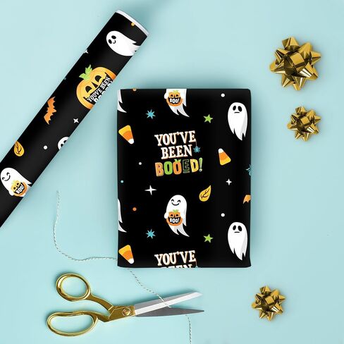 Big Dot of Happiness You've Been Booed Wrapping Paper, Holiday Gift Wrap Roll, Ghost Halloween Funny Gift Paper, 24 in x 7 feet, 1 Roll in Saudi Arabia