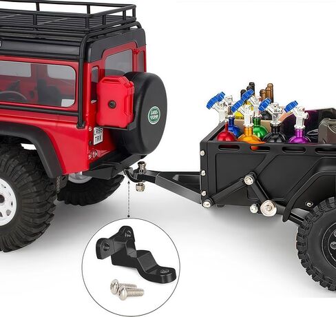 AMK Aluminium 1/18 1/24 RC Trailer ، CNC Machined RC Attility Trailer with Ball Head Hitch ، 1/18 1/24 Scale RC Crawler Trailer for TRX4M SCX24 Redcat Ascent-18 with Wheels & Suspension (Black) in Kuwait