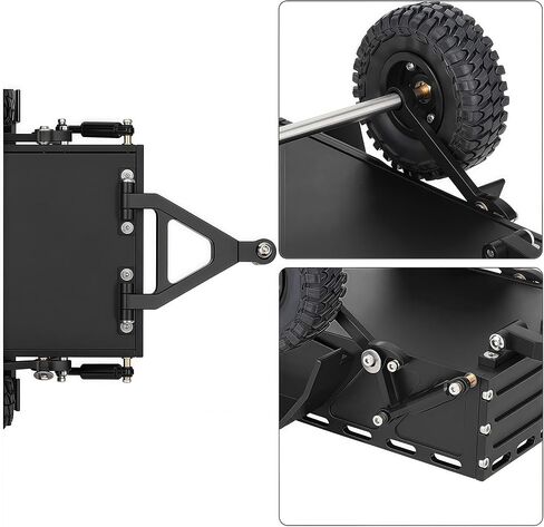 AMK Aluminium 1/18 1/24 RC Trailer ، CNC Machined RC Attility Trailer with Ball Head Hitch ، 1/18 1/24 Scale RC Crawler Trailer for TRX4M SCX24 Redcat Ascent-18 with Wheels & Suspension (Black) in Kuwait