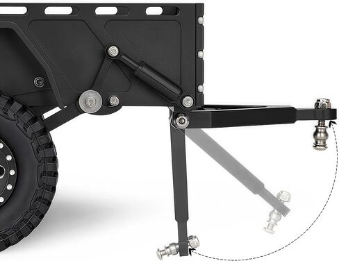 AMK Aluminium 1/18 1/24 RC Trailer ، CNC Machined RC Attility Trailer with Ball Head Hitch ، 1/18 1/24 Scale RC Crawler Trailer for TRX4M SCX24 Redcat Ascent-18 with Wheels & Suspension (Black) in Kuwait