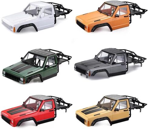 1/10 RC Hard Shell Cab & Back-Half Cage Body Shell Kit لـ 1/10 RC Crawler TRX4 SCX10 90046 AT4 GEN 8 SCOUT II ، 313 مم قاعدة عجلات تشيروكي ترقية وتعديل (سيلفر رمادي) in Kuwait