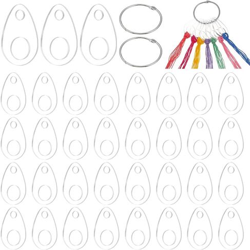 Benecreat 40 pcs قطرات الخيط الأكريليك ، بكرات خيط تطريز واضحة مع 2 pcs حلقات الفولاذ المقاوم للصدأ ، ولوحات القلب لخياطة الخياطة ، خيط التطريز ، الحرف اليدوية والمشاريع DIY in Kuwait