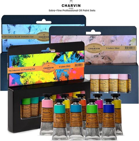 Charvin Extra Fine Professional Oil Paint Set for Artists, Basic Colors - Bonjour Set of 9, 20 ml Tubes, Finely Milled, Non-Yellowing Artist Oil Paints in French Riviera-Inspired Hues in Saudi Arabia