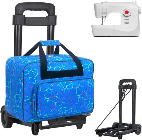 علبة آلة الخياطة مع عجلات ، علبة لعلاج الخياطة القابلة للفصل ، مع لوحة قاعدة واقية سميكة ، مناسبة للأخ والمغني ومعظم آلة الخياطة المنزلية القياسية (Peacock Blue) in Kuwait