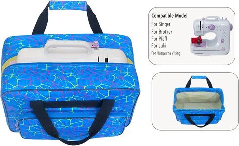 علبة آلة الخياطة مع عجلات ، علبة لعلاج الخياطة القابلة للفصل ، مع لوحة قاعدة واقية سميكة ، مناسبة للأخ والمغني ومعظم آلة الخياطة المنزلية القياسية (Peacock Blue) in Kuwait