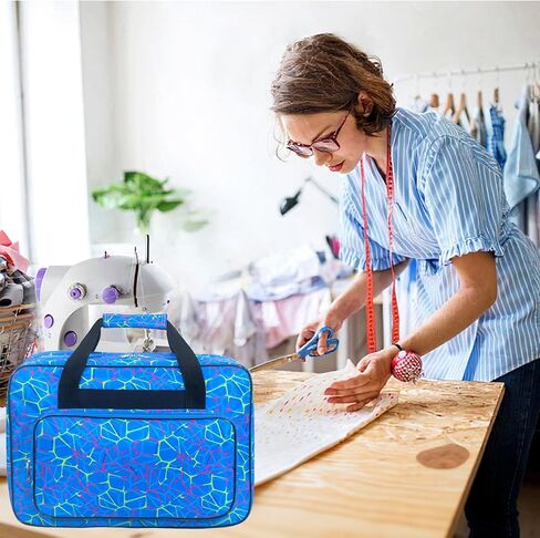 علبة آلة الخياطة مع عجلات ، علبة لعلاج الخياطة القابلة للفصل ، مع لوحة قاعدة واقية سميكة ، مناسبة للأخ والمغني ومعظم آلة الخياطة المنزلية القياسية (Peacock Blue) in Kuwait