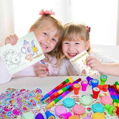 Cinrobiye 72 PCS Tea Coloring Books Party Favors مجموعة Floral Tea Party Favors Goodie Bag Fillers Cup Cup Cup Birthday Supplies Diy Scene Scenes Buzes Art Crafts for Home Classroom in Saudi Arabia