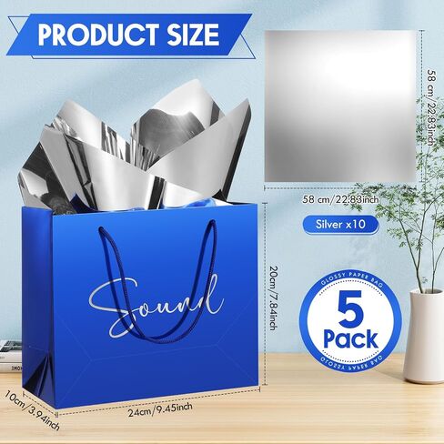 Sweetude 5 Pcs 5 Senses Bags for Him and Her, 5 Senses Gift Bags with Handles and 10 Pcs Tissue Paper, 9 x 4 x 7. 8 Inch Elegant Paper Decor for Birthday Wedding Anniversary Graduation Party(Black) in Saudi Arabia